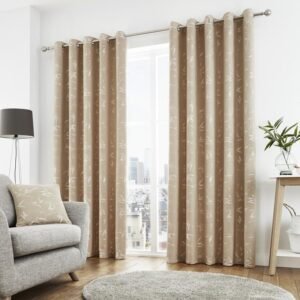 Sagano Ready Made Eyelet Curtains Natural