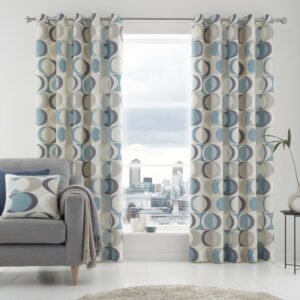 Fusion Sander Dimout Ready Made Eyelet Curtains Duck Egg