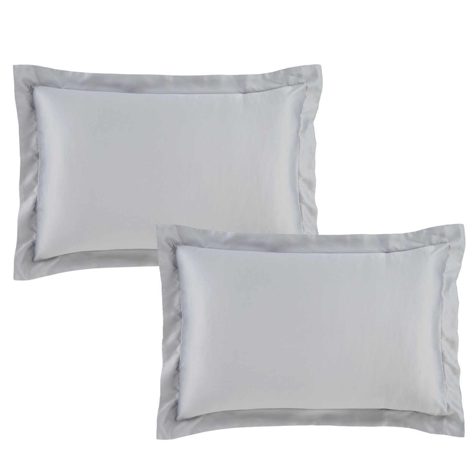 Catherine Lansfield Silky Soft Satin Pillowcase Oxford Silver Grey