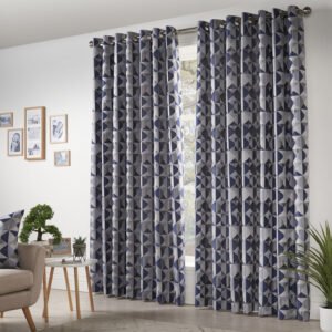 Skandi Ready Made Eyelet Curtains Navy