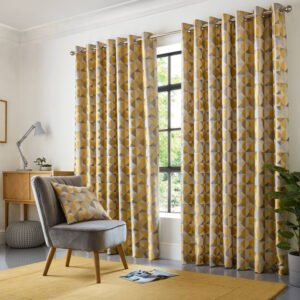 Skandi Ready Made Eyelet Curtains Ochre