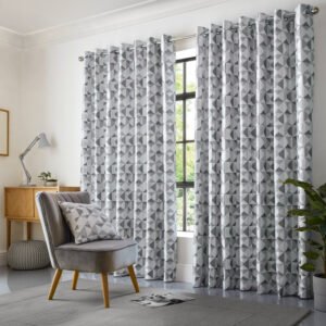 Skandi Ready Made Eyelet Curtains Silver