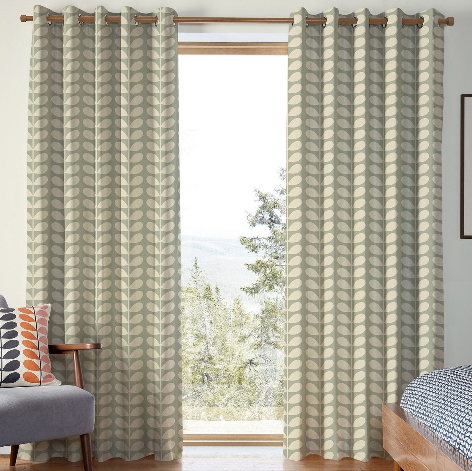 Orla Kiely Solid Stem Made to Measure Curtain Pebble