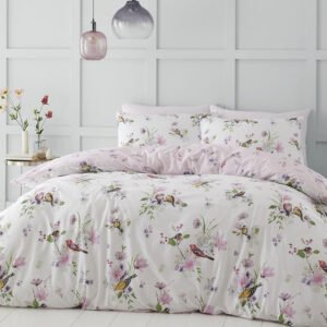 Catherine Lansfield Songbird Duvet Cover Bedding Set Pink