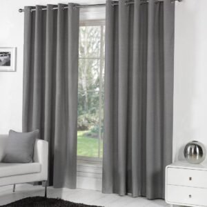 Fusion Sorbonne Ready Made Eyelet Curtains Charcoal