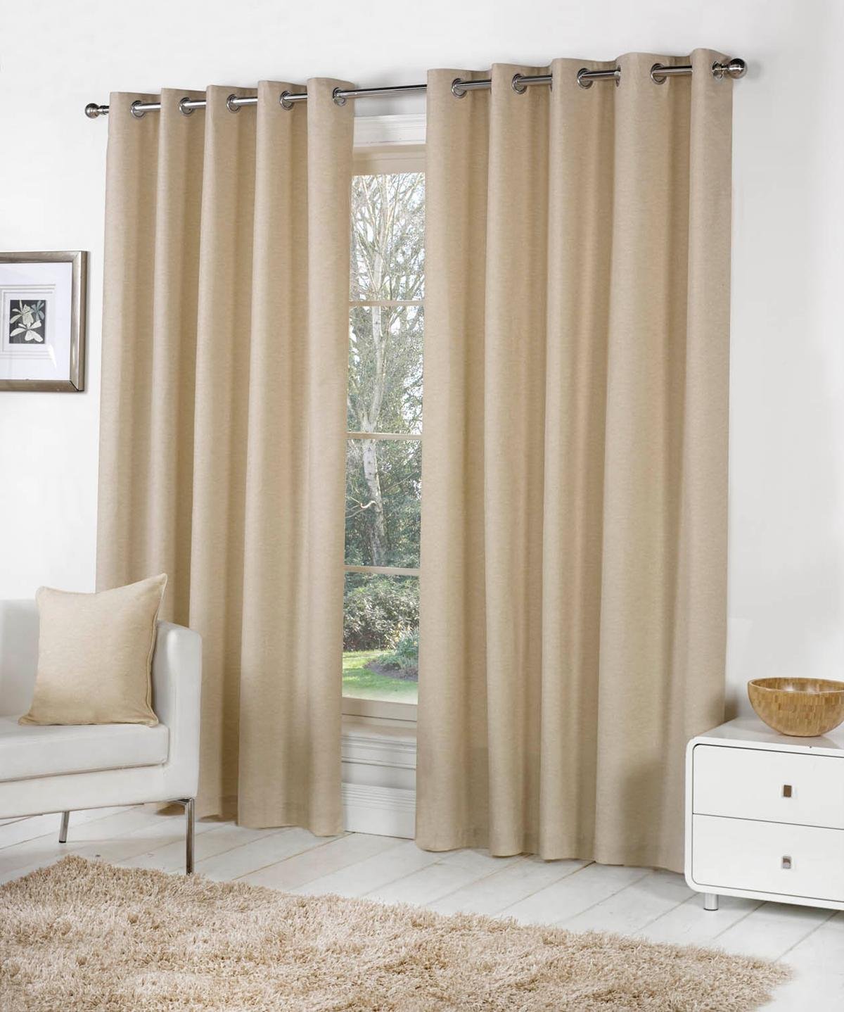 Fusion Sorbonne Ready Made Eyelet Curtains Natural - Image 3