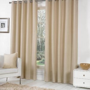 Fusion Sorbonne Ready Made Eyelet Curtains Natural