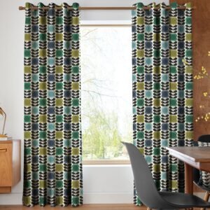 Orla Kiely Spot Flower Stem Made to Measure Curtain Blue Green