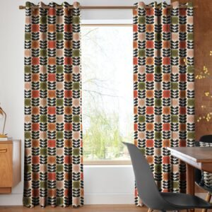 Orla Kiely Spot Flower Stem Made to Measure Curtain Tomato Pink