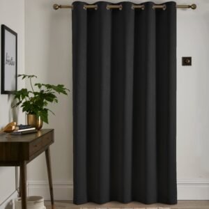 Fusion Strata 66x84 Eyelet Door Curtain Black
