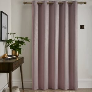 Fusion Strata 66x84 Eyelet Door Curtain Blush
