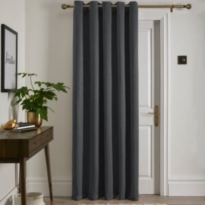 Fusion Strata 66x84 Eyelet Door Curtain Charcoal