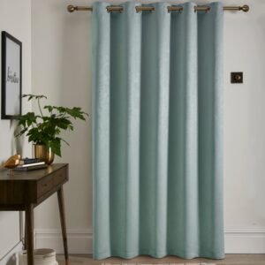 Fusion Strata 66x84 Eyelet Door Curtain Duck Egg