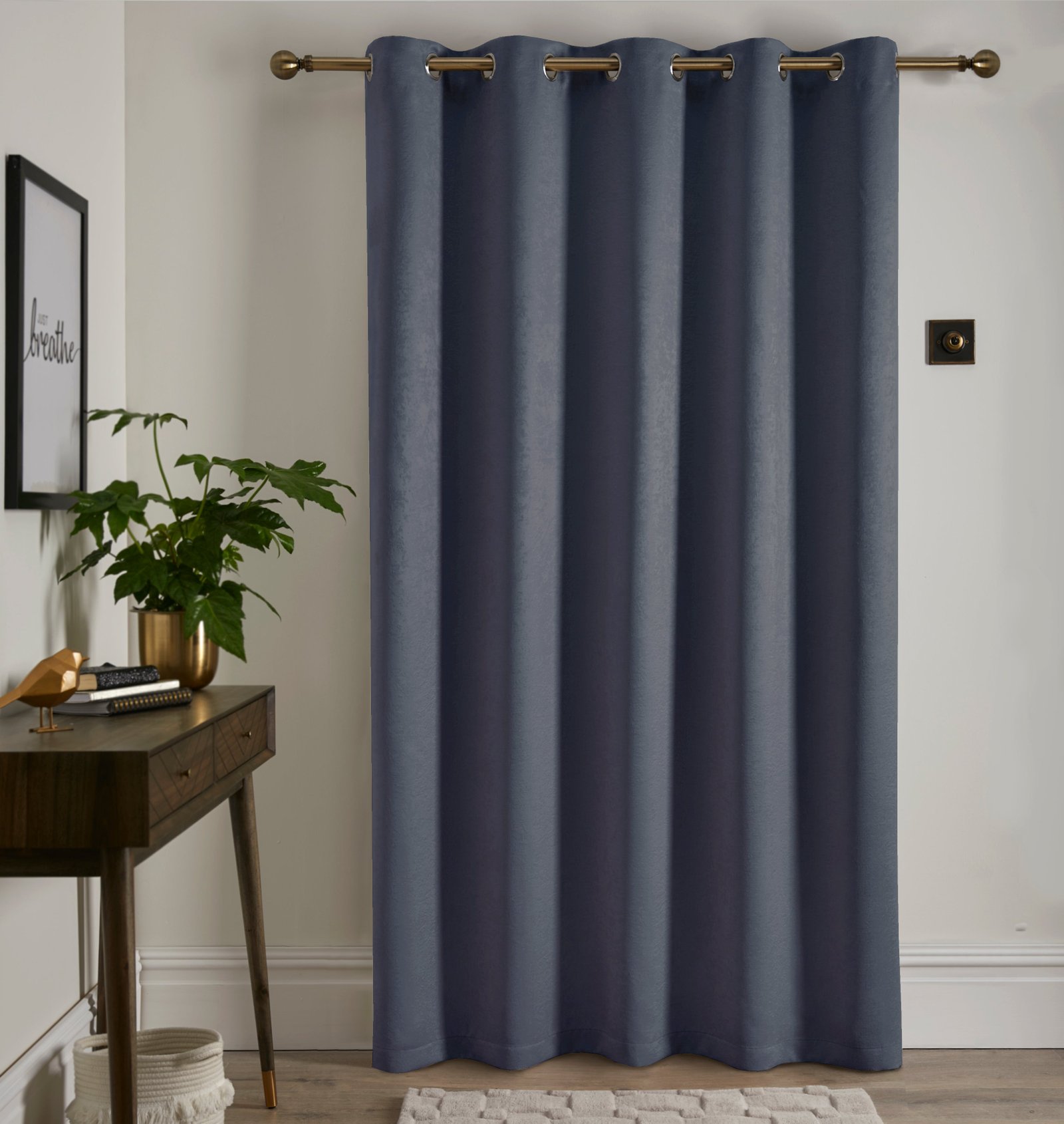 Fusion Strata 66x84 Eyelet Door Curtain Navy - Image 2