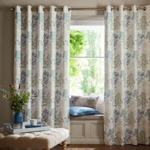 Laura Ashley Tenby Ready Made Eyelet Blackout Curtains Seaspray