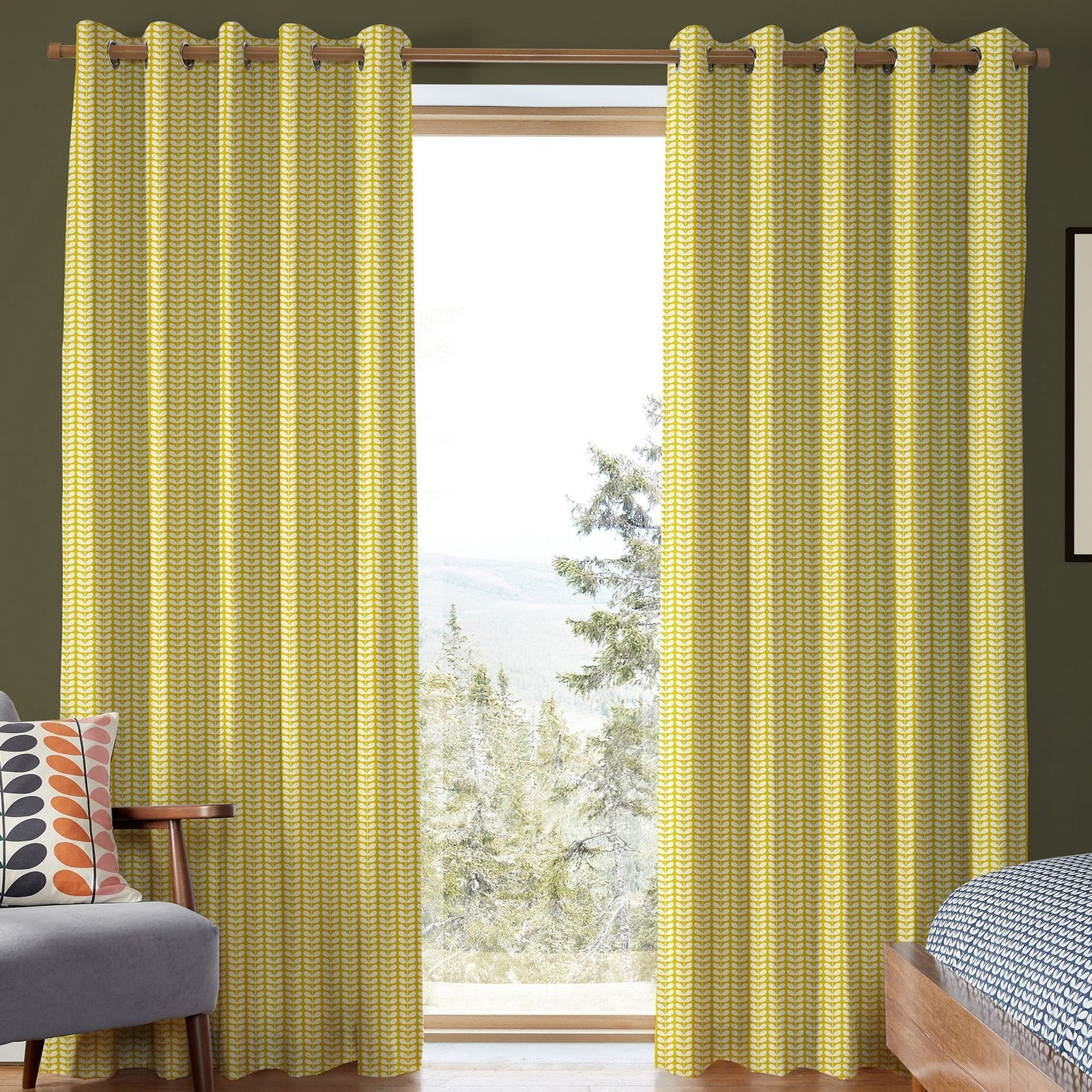 Orla Kiely Tiny Stem Made to Measure Curtain Yellow