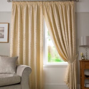 Tivoli Lined Ready Made Pencil Pleat Curtains Cream