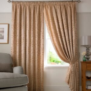 Tivoli Lined Ready Made Pencil Pleat Curtains Latte