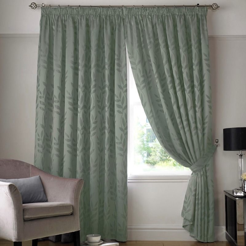 Tivoli Ready Made Pencil Pleat Curtains Sage
