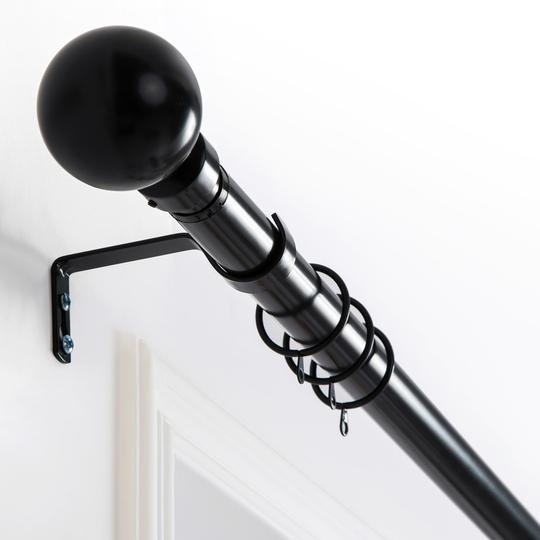 Matte Black Curtain Pole & HoldBacks