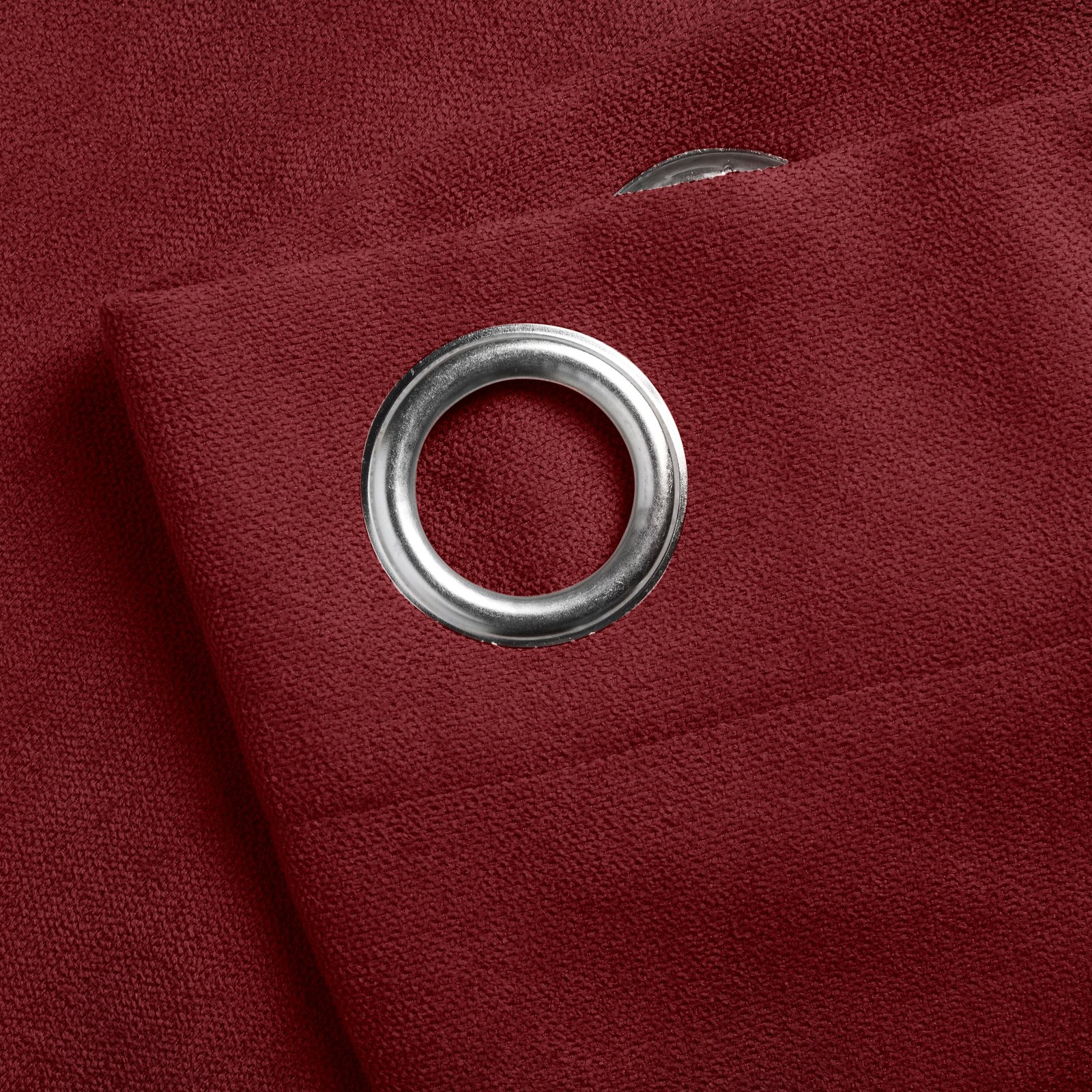 Chenille Ready Made Eyelet Curtains Red - Image 3