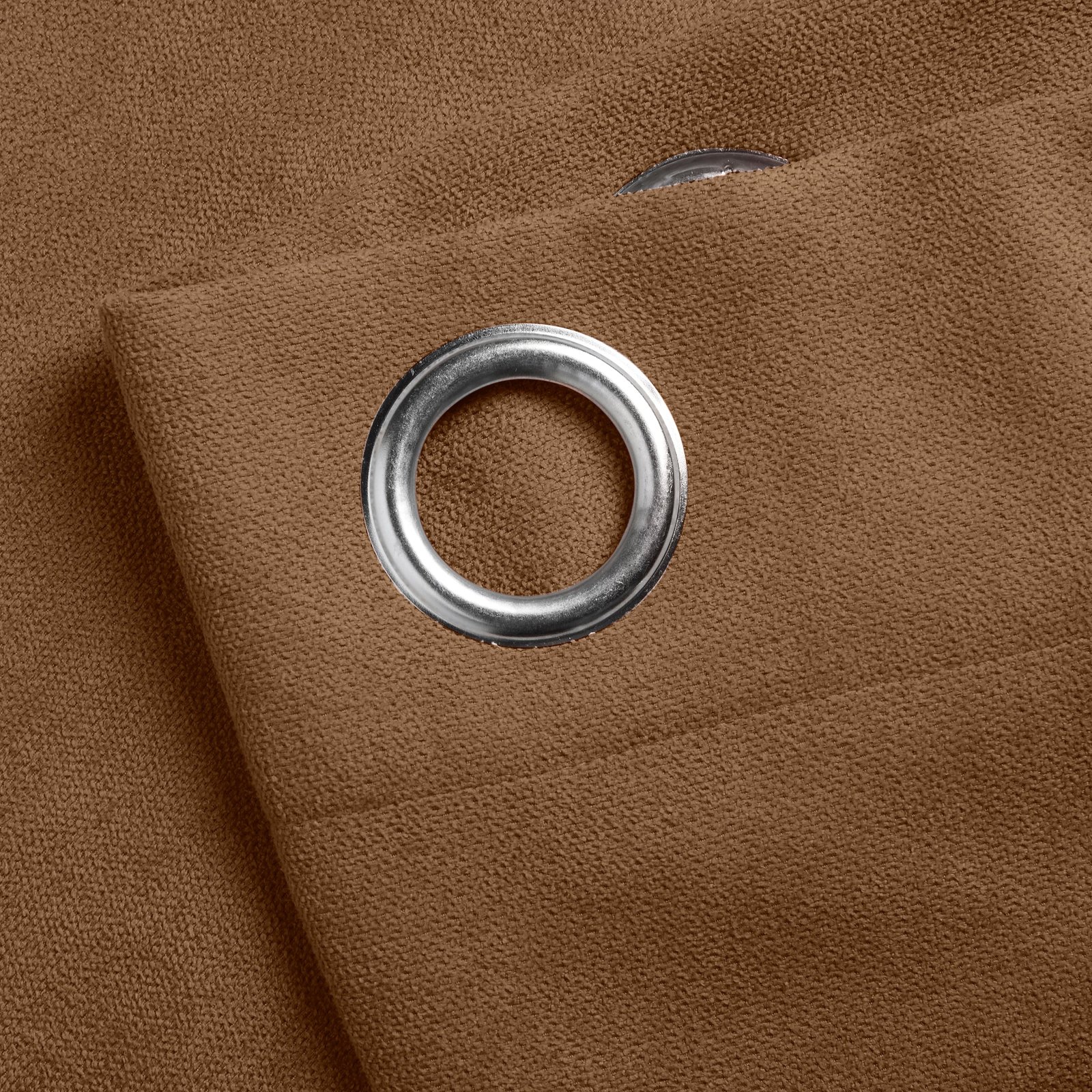 Chenille Ready Made Eyelet Curtains Tan - Image 3