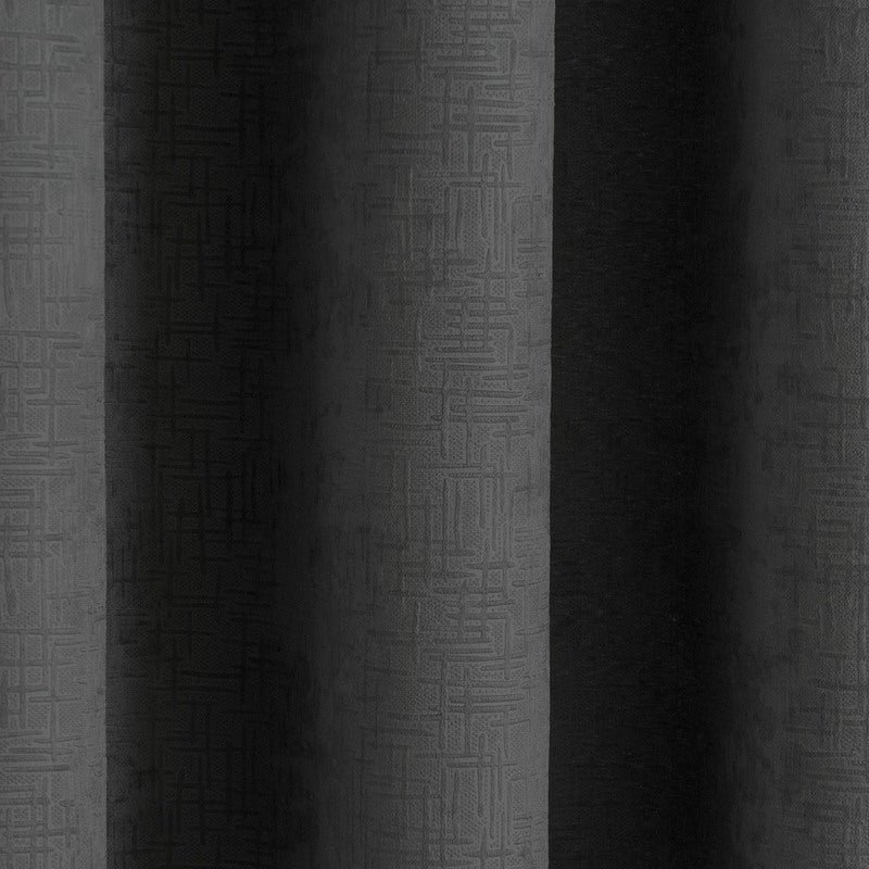 Vogue Thermal Blockout Ready Made Eyelet Curtains Black - Image 2
