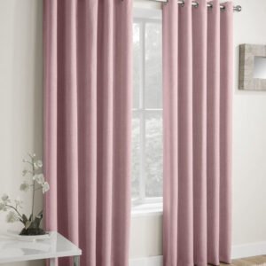 Vogue Thermal Blockout Ready Made Eyelet Curtains Blush