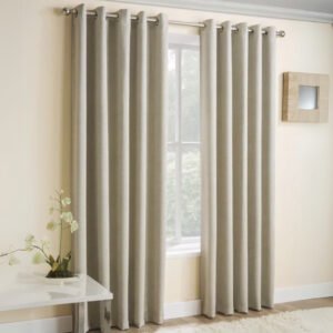 Vogue Thermal Blockout Ready Made Eyelet Curtains Cream