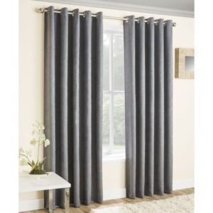 Vogue Thermal Blockout Ready Made Eyelet Curtains Grey