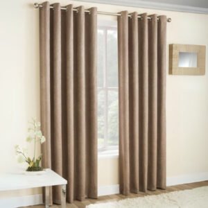 Vogue Thermal Blockout Ready Made Eyelet Curtains Latte