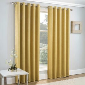Vogue Thermal Blockout Ready Made Eyelet Curtains Ochre