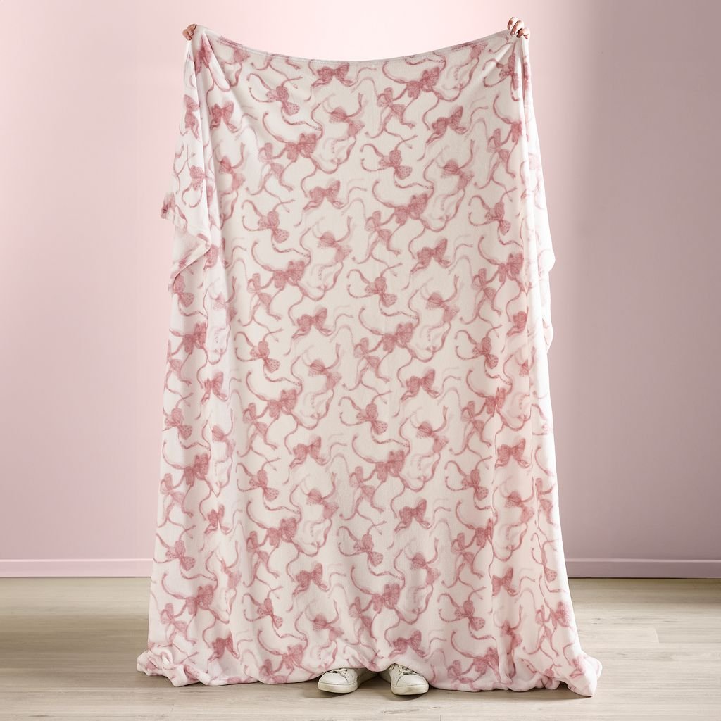 Catherine Lansfield Bow 200cm x 240cm Bedspread Pink - Image 2