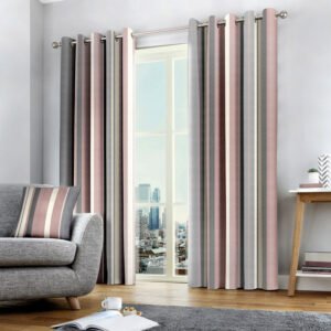 Fusion Whitworth Lined Ready Made Eyelet Curtains Blush